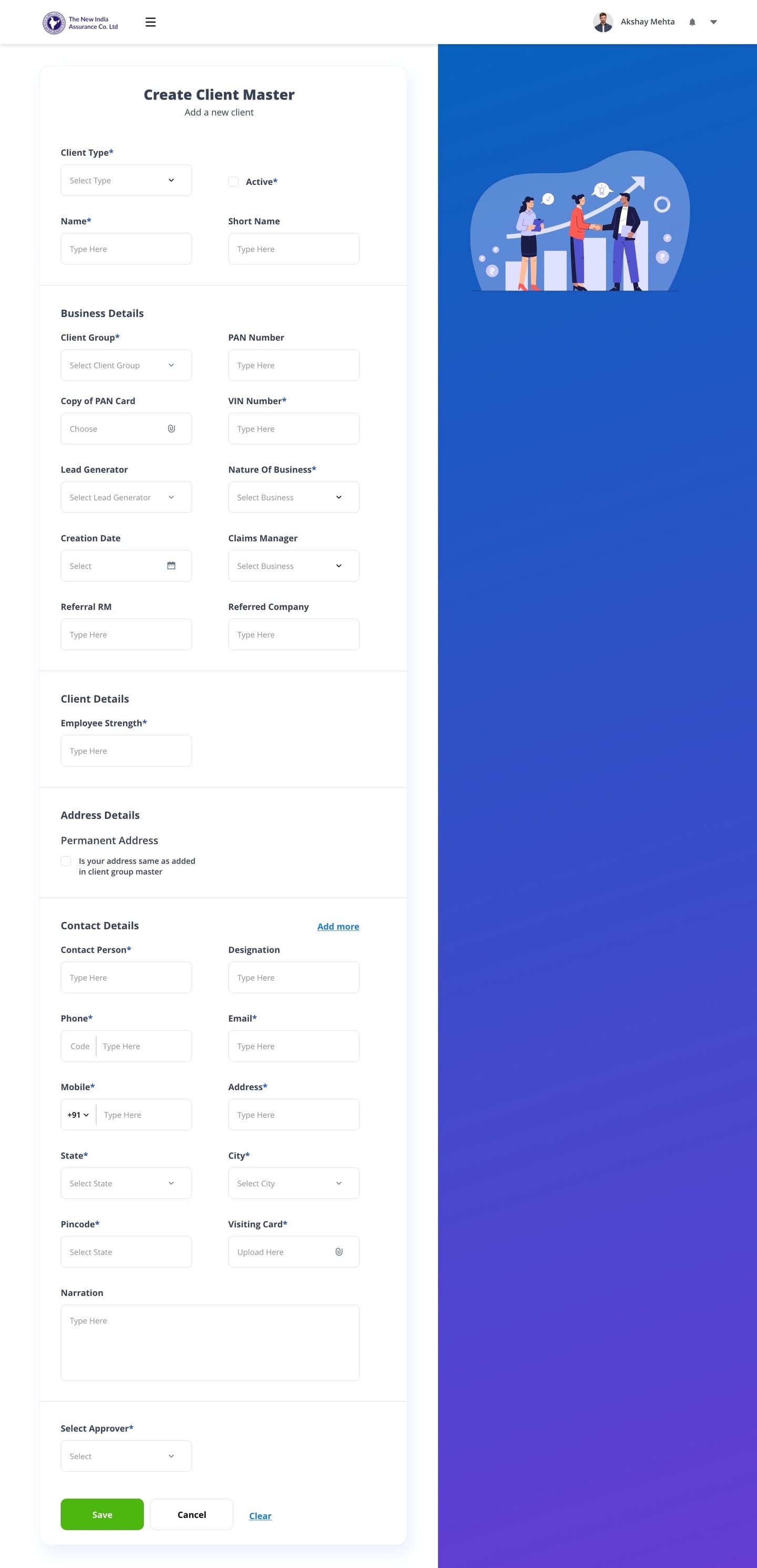 Create client master record.