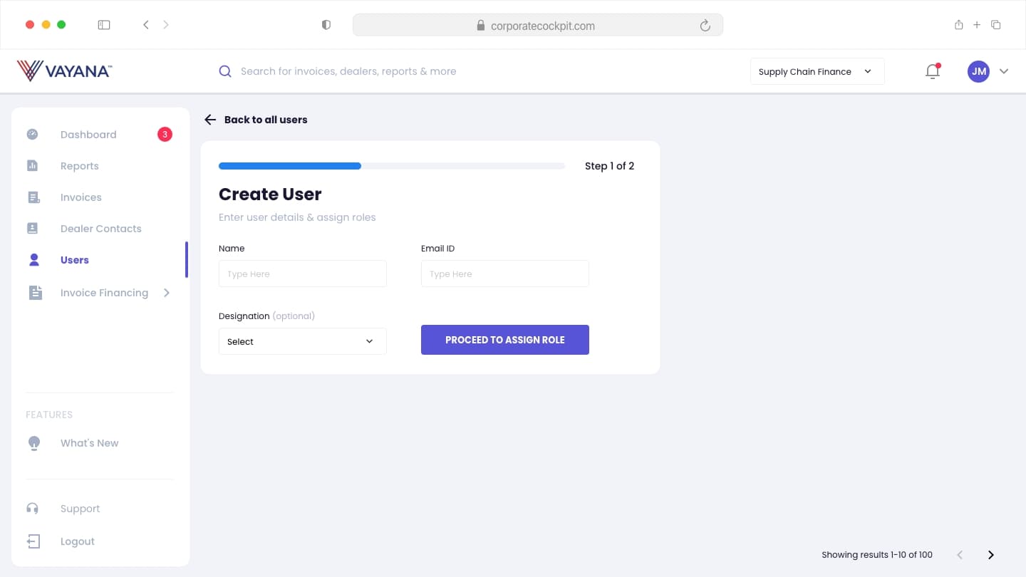 Create User form.