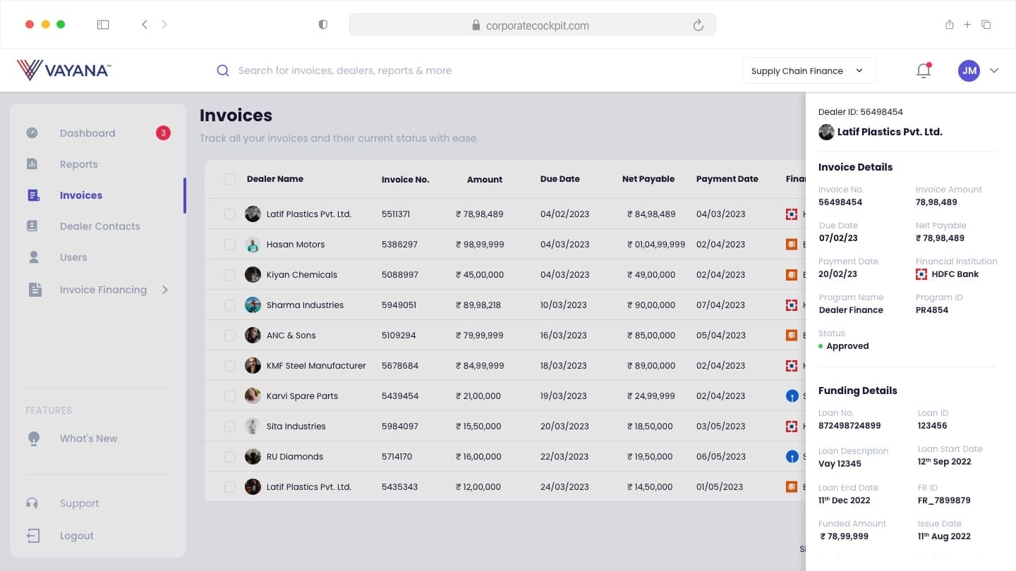 Individual invoice detail view.