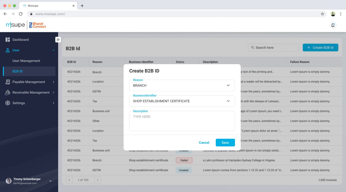 Create a B2B ID, alternate state.