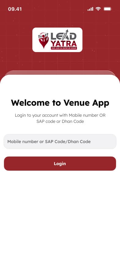 Lead Yatra, login screen.