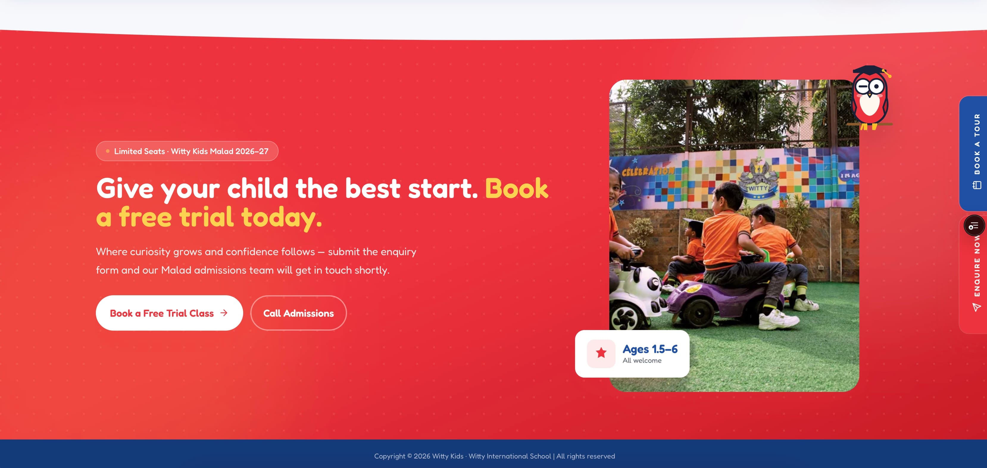 Witty Kids preschool landing page, section 4.